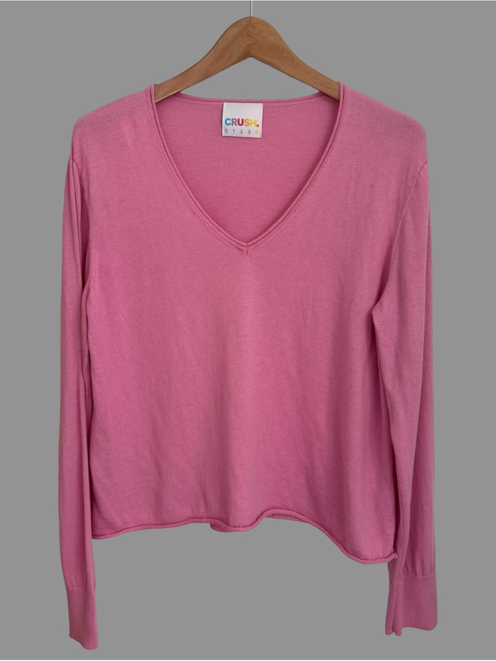 CRUSH. Pink V-Neck Long Sleeve Pullover Sweater 4 ($199)